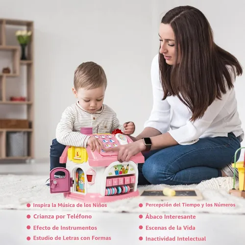 Miniatura 5 de Marstone Juguetes para Niños Pequeños para Regalos de Niñas de 1 Año: Primeros Regalos de 1er Cumpleaños para Niñas y Niños, Casa de Aprendizaje Rosa