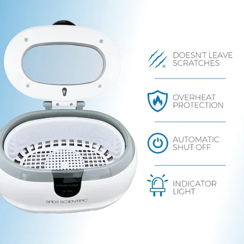 Miniatura 3 de Limpiador ultrasónico, limpiador de acero inoxidable para joyas, retenedor, plata esterlina, limpiador ultrasónico de joyas, capacidad de 20 onzas
