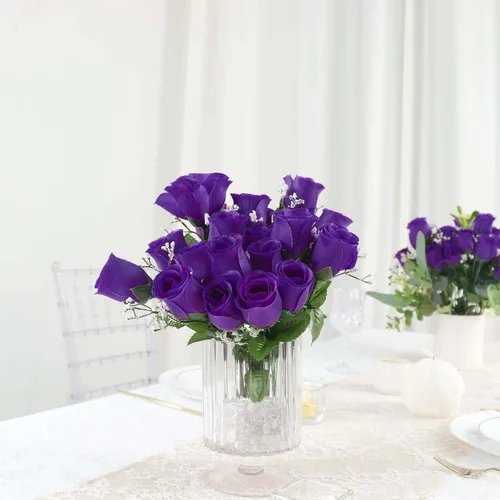 Miniatura 14 de Efavormart 12 arbustos Ramos de capullos de rosas artificiales de seda de primera calidad