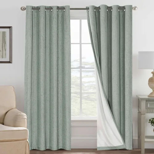 Miniatura 143 de H.VERSAILTEX Cortinas opacas de lino de 72 pulgadas de largo, 100% absolutamente opacas, con aislamiento térmico, con textura de lino, cortinas