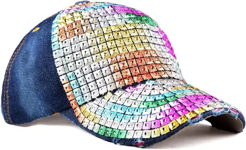 Miniatura 3 de Gorra de béisbol ajustable con diamantes de imitación para mujer, gorra de béisbol de algodón, gorra de hip hop, gorra de sol
