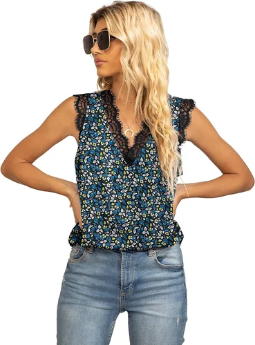 Miniatura 18 de VIISHOW - Camiseta sin mangas, sexy, con cuello en V y bordes de encaje para mujer, camisola de vestir, camisas de gasa, sin mangas, casuales