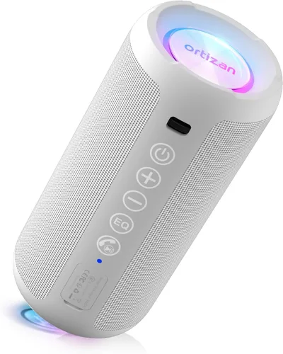 Miniatura 12 de Ortizan - Parlante Bluetooth 5.3, inalámbrico, impermeable IPX7, sonido estéreo de 24 W, graves profundos, luces RGB, emparejamiento doble, 30 horas