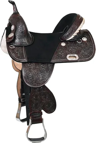 Miniatura 8 de HILASON Western Horse Treeless Trail Barrel Saddle American Leather Tan Horse Saddle Western Saddle Treeless Saddle Saddle for Horses