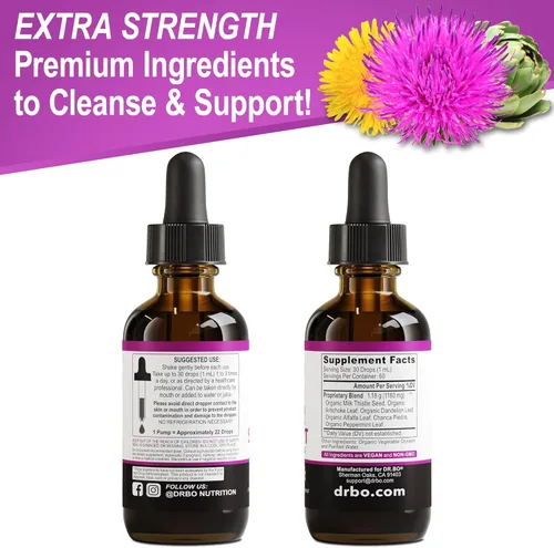 Miniatura 9 de Liver Cleanse Detox & Repair Organic - Suplemento natural de apoyo hepático gotas líquidas, diente de león de cardo mariano, extracto de piedra