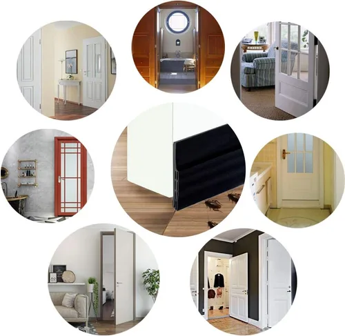 Miniatura 4 de Tapón autoadhesivo para barrido de puerta, color camello, para el hogar, burlete de goma debajo de la puerta para puertas interiores, aislamiento