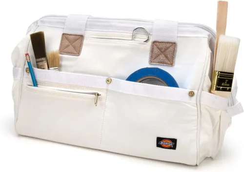Miniatura 3 de Dickies Bolsa de trabajo de lona duradera de 16 pulgadas para pintores, carpinteros y constructores, cremallera resistente, asas reforzadas, Blanco
