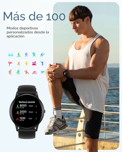 Miniatura 4 de AGPTEK Reloj inteligente para mujeres y hombres, reloj inteligente impermeable 5ATM para teléfonos Android e iOS, reloj de seguimiento de actividad
