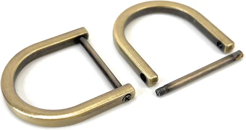 Miniatura 49 de 4 anillos en D resistentes con grillete de 1-1/2 pulgadas, oro antiguo, en forma de U, repuesto para bolso, llavero, collar de perro