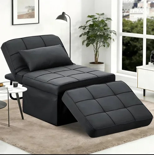 Sofá cama plegable y multifuncional 4 en 1: otomana, cama para invitados moderna con silla reclinable ajustable para habitación pequeña o apartamento