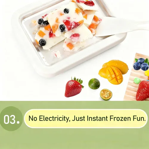 Miniatura 4 de Kit de máquina de helado enrollado – Helado instantáneo de bricolaje, yogur congelado con bandeja de congelación, 2 raspadores, herramienta