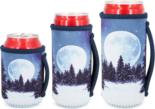 Miniatura 28 de Paquete de 3 fundas de neopreno reutilizables aisladas para latas con asa para refrescos, bebidas energéticas, gaseosas, cerveza, seltzer duro