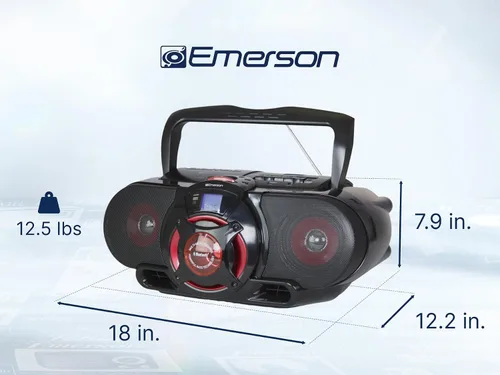 Miniatura 7 de Emerson EPB-3002 Boombox portátil Bluetooth, radio estéreo MP3/CD AM/FM con reproductor/grabador de cassette, subwoofer y entrada USB