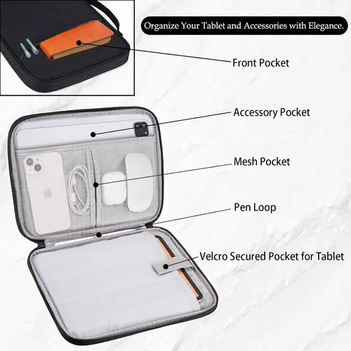 Miniatura 3 de Funda de transporte para tableta de 9 a 11 pulgadas para iPad Pro 11 (2022-2018), iPad 10.9 (10.ª generación), iPad Air (5/4ª generación), Galaxy