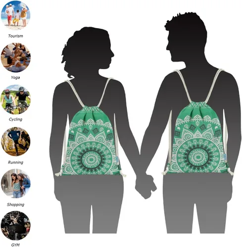 Miniatura 7 de Miomao Mochila con cordón estilo mandala, bolsa de lona para deportes de playa