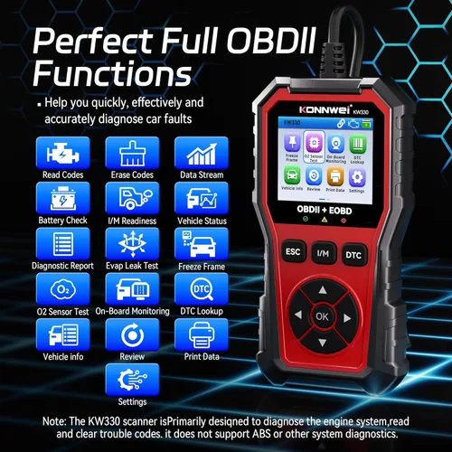 Miniatura 2 de KONNWEI Herramienta de diagnóstico del escáner OBD2 KW330, lector de código del motor con prueba de voltaje de la batería, corriente de datos