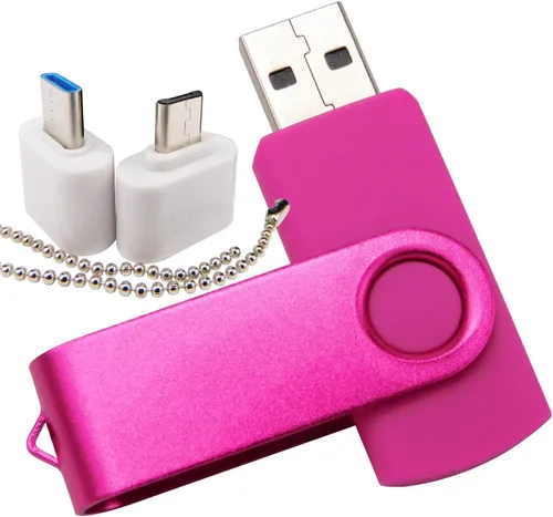 Miniatura 18 de Mini unidad flash USB de capacidad con 1 OTG (Micro USB) y 1 adaptador tipo C (USB-C) para teléfono móvil (naranja, 128 MB)