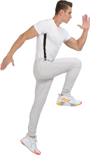 Miniatura 6 de Little Donkey Andy Pantalones deportivos para hombre con bolsillos con cremallera, pantalones deportivos cónicos para correr, gimnasio, entrenamiento