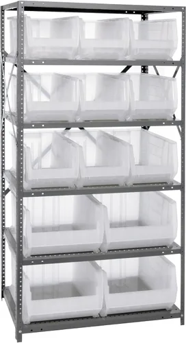 Miniatura 337 de Quantum QSBU-245BK Heavy Duty Shelving Unit with (7) Shelves and (24) QUS245 Black Bins for Garage Warehouse Storage Distribution 400 lb Load