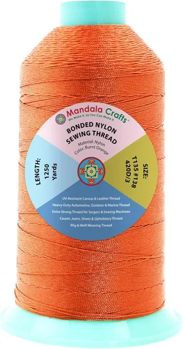 Miniatura 244 de Mandala Crafts - Hilo de nailon para coser cuero, tapicería, mezclilla y para trenzar el pelo; resistente, 1500 yardas, tamaño 69 T70 Marrón