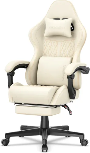 Miniatura 12 de Ferghana Silla vintage de piel sintética para juegos, silla ergonómica para jugadores con masaje, silla de oficina de computadora con respaldo alto