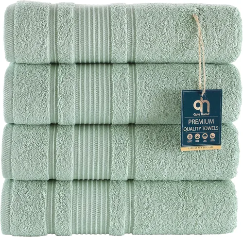 Miniatura 42 de Juego de 4 toallas de baño, 100% algodón turco prémium, toallas turcas de alta calidad para baño, de secado rápido, suaves y absorbentes, incluye 4