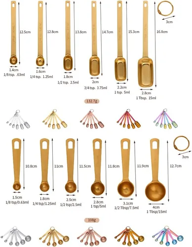 Miniatura 5 de Meisha - Juego de 6 cucharas medidoras de acero inoxidable de alta calidad, juego de herramientas de medición de cocina de metal de alta calidad