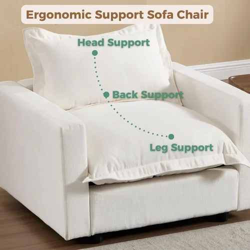 Miniatura 7 de chairus Sofá modular modular de 97 pulgadas con asiento profundo otomano movible, juego de sofá de lino con almohadas suaves en forma de L para sala