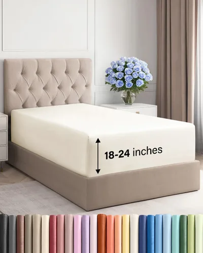 Miniatura 54 de Sábana bajera ajustable extra profunda tamaño completo – Sábana bajera individual de lujo para hotel únicamente – Se adapta fácilmente a colchones