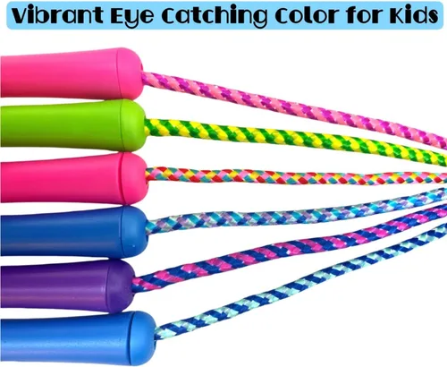 Miniatura 5 de GiftExpress Cuerda de saltar colorida de tamaño ajustable para niños y adolescentes, juegos divertidos para interiores y exteriores, cuerda