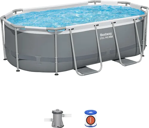 Miniatura 10 de Bestway Steel Pro MAX - Juego de piscina sobre el suelo (10 pies x 6 pies 7 pulgadas x 33 pulgadas), incluye bomba de filtro de 330 galones por