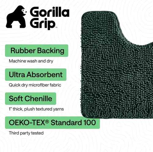 Miniatura 374 de Gorilla Grip - Tapete de baño de felpilla gruesa, suave y absorbente, secado rápido, de microfibra, con reverso de caucho, para piso de ducha, Nube