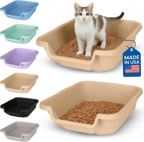 Miniatura 21 de KittyGoHere - Caja de arena para gatos mayores, sartén pequeña con cuchara jumbo de mango largo, caja de arena para gatos de entrada baja, ligera