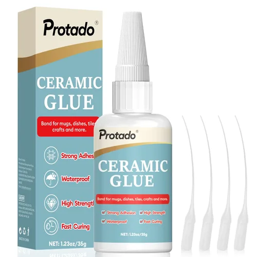 Pegamento para Cerámica, 35g Adhesivo Super Fuerte de Alta Resistencia Transparente, Adhesivo Impermeable y Resistente al Calor para Enlace de