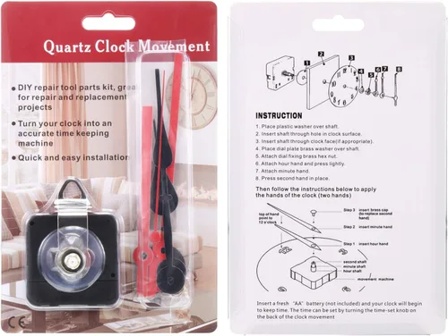 Miniatura 7 de Mecanismo de movimiento de reloj de eje largo de alto par para pared, kit de mecanismo de reloj de cuarzo con 2 pares diferentes de manecillas, kit