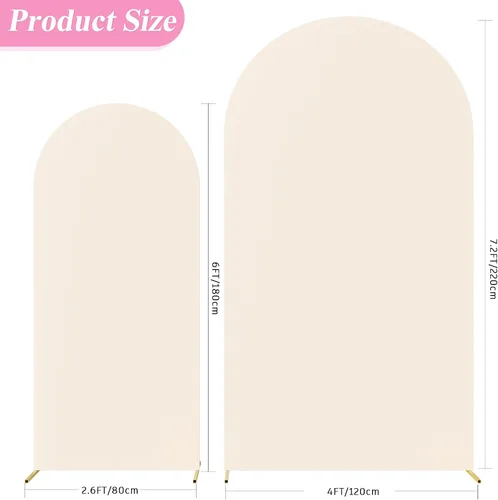 Miniatura 2 de Fomcet Juego de 2 fundas para arco de boda de 6 pies, 7.2 pies, color beige, de 2 caras, parte superior redonda de elastano, cubierta de telón
