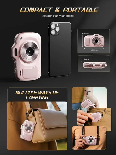 Miniatura 5 de Cámara digital True 4K con modo belleza, cámara de vlogging de 64 MP para principiantes, zoom 16X, antivibración y enfoque automático, tarjeta de 32
