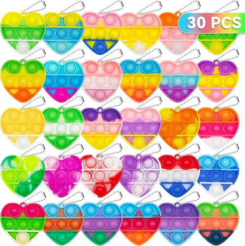 Juguetes para ansiedad Pop Fidget en paquetes grandes, regalos de San Valentín para niños, 30 unidades, para niños en el aula, regalos de fiesta de