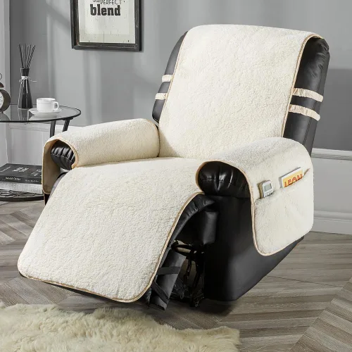 Miniatura 8 de STONECREST - Funda para silla reclinable, funda de sherpa, se mantiene en su lugar (Cholate, reclinable regular de 23 pulgadas)