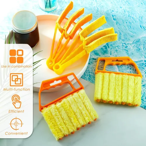 Miniatura 7 de 4 piezas de limpiador veneciano para ventanas, herramienta limpiadora de 7 dedos para persianas y obturadores, cepillo de mano para persianas