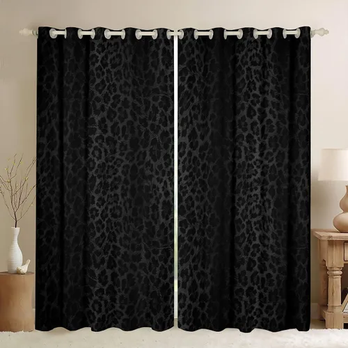 Miniatura 26 de Feelyou Cortinas opacas con estampado de leopardo de 30% a 50%, cortinas de oscurecimiento con estampado de guepardo para dormitorio, para niños