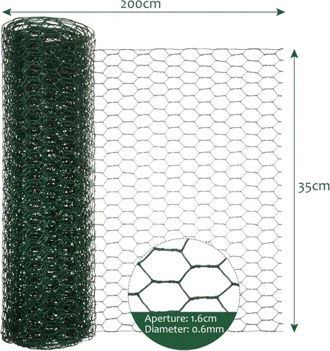 Miniatura 2 de SATINIOR 2 láminas de malla de gallinero para trabajos artesanales, malla de alambre hexagonal galvanizada (verde, 13.7 x 160 pulgadas)