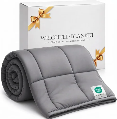 Smart Queen Manta con peso de 5 libras (41 x 60 pulgadas, gris) Manta pesada de enfriamiento suave para dormir, transpirable comodidad durante todas