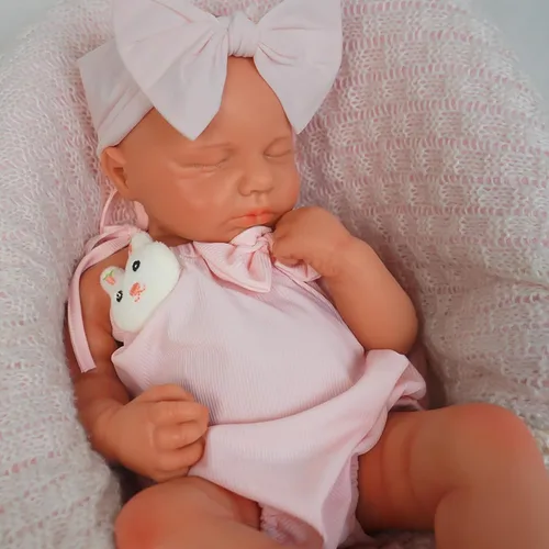 Miniatura 17 de Muñecas de bebé Reborn que se ven reales - 12 pulgadas Cuerpo completo de silicona Niña bebé durmiendo hecha a mano Cara realista Detalles
