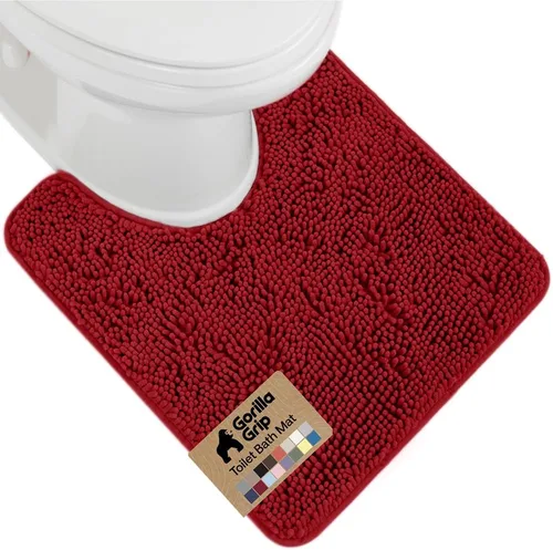 Miniatura 89 de Gorilla Grip - Tapete de baño afelpado, absorbente, peludo, de felpilla, para base de inodoro cuadrada, reverso de goma, suave, de microfibra, claro