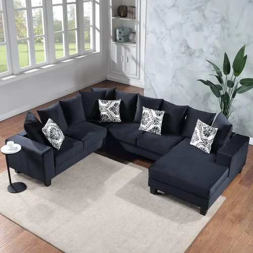 Miniatura 3 de KEVINSPACE Sofá seccional de 110 pulgadas, sofá en forma de U de 110 pulgadas, sofá de gran tamaño con respaldo cómodo tapizado con sillones dobles