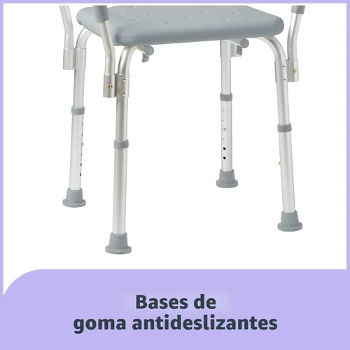 Miniatura 5 de Medline Silla de ducha sin respaldo con brazos, capacidad de 350 libras, banco, taburete, asiento para ancianos, adultos mayores independientes
