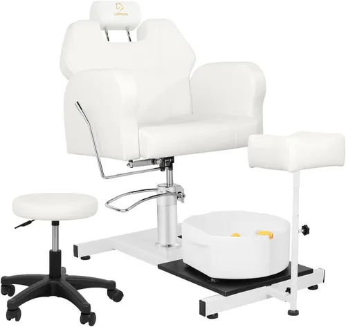 Miniatura 11 de Silla de pedicura con baño de pies de masaje de burbujas, para tecnología de uñas y baño de pies, silla de pedicura sin fontanería, rotación
