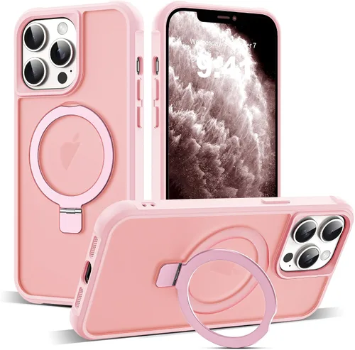 Miniatura 23 de SKYLMW – Funda compatible con iPhone 12 Pro Max y iPhone 13 Pro Max con soporte magnético invisible tipo anillo, fundas translúcidas para teléfonos