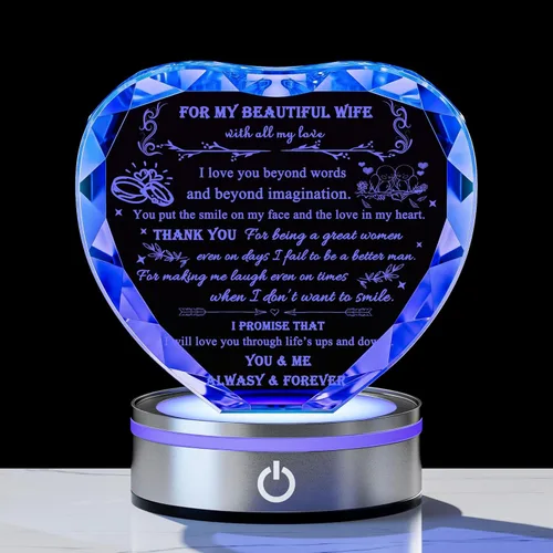Miniatura 8 de Regalos Qianwei para novia de novio únicos - Regalos personalizados de corazón de cristal para mi novia que lo tiene todo - Ideas de regalo